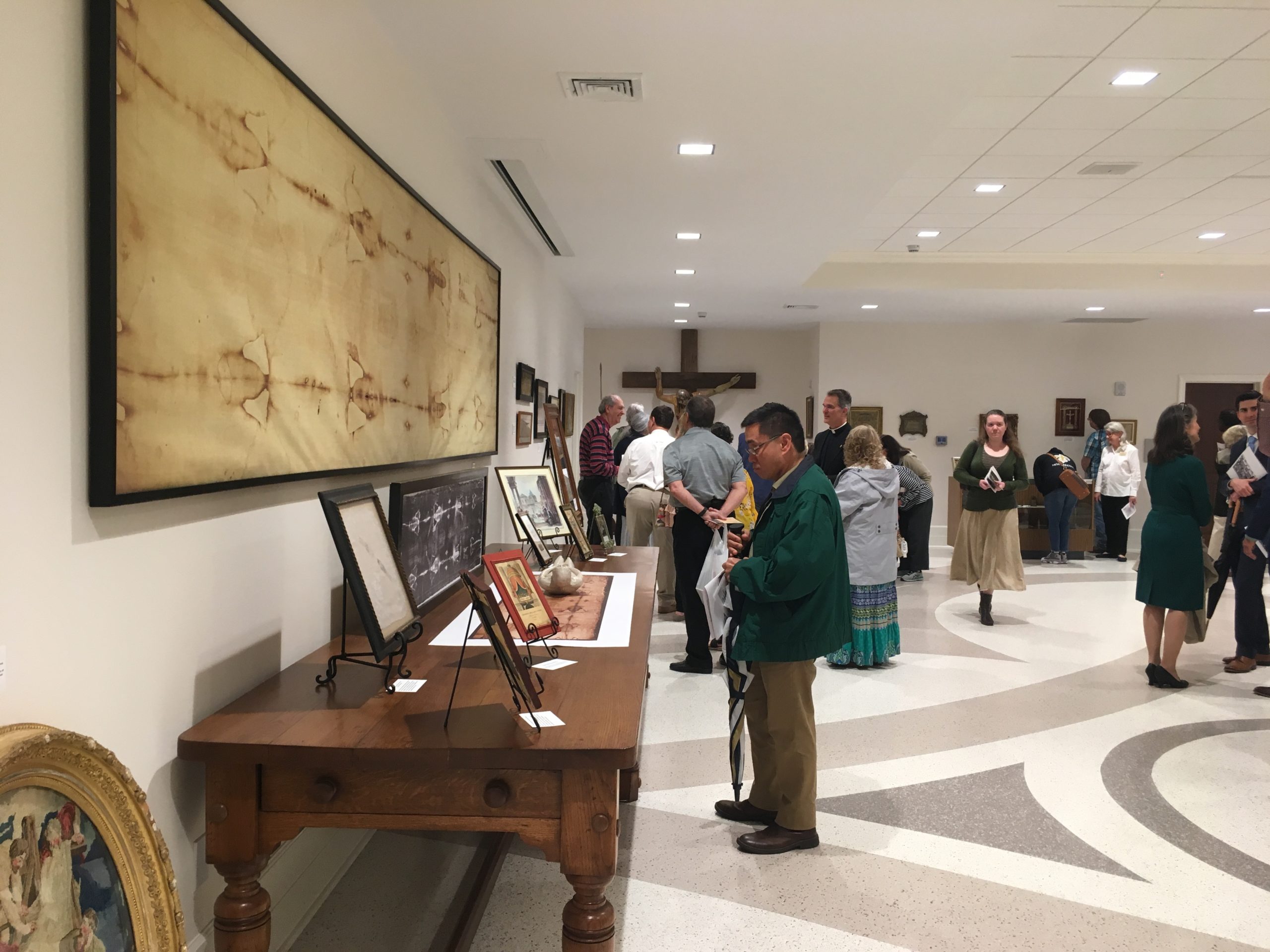 Visitors to the collection from the Museum of the Holy Shroud on Grand Opening Day